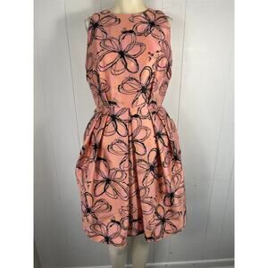 Carmen Marc Valvo Pale Floral Sleeveless Cocktail Dress Size 8